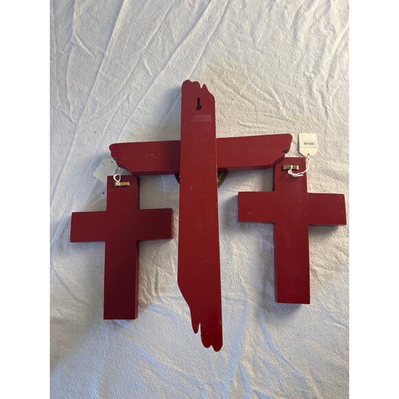 Set of 3 Western/Boho Cross Wall Decor – Red - Picture 7 of 7